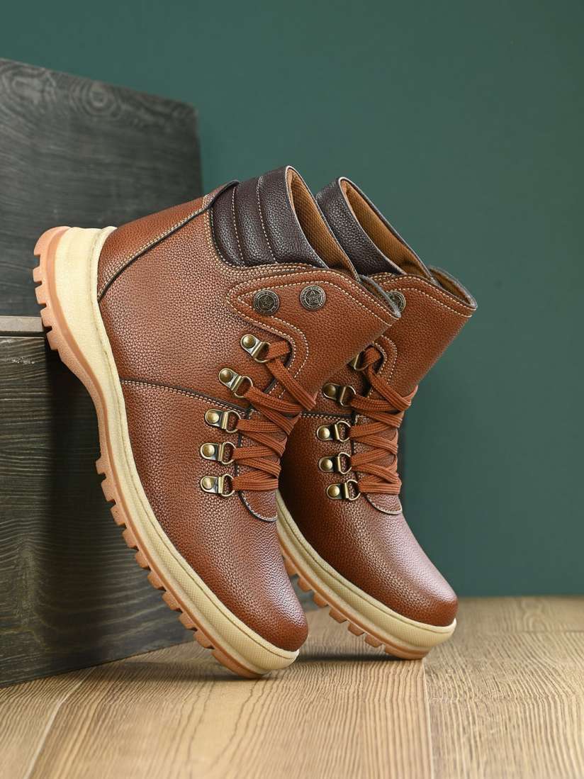 Buy The Roadster Lifestyle Co. Men Tan Brown Textured Biker Boots Boots for Men 22770270 Myntra