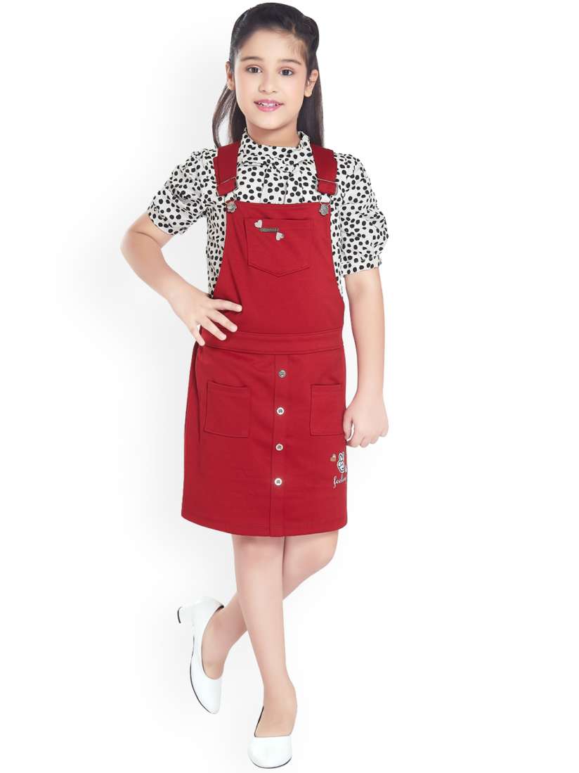 Buy Peppermint Girls Knee Length Dungaree Dress Dungarees for Girls 22772958 Myntra
