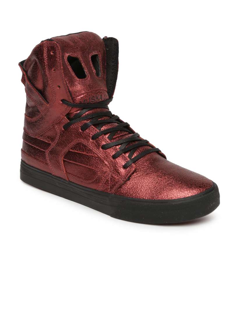 Buy Supra Men Burgundy Solid Leather SKYTOP II High Top Sneakers Casual Shoes for Men 2277333 Myntra