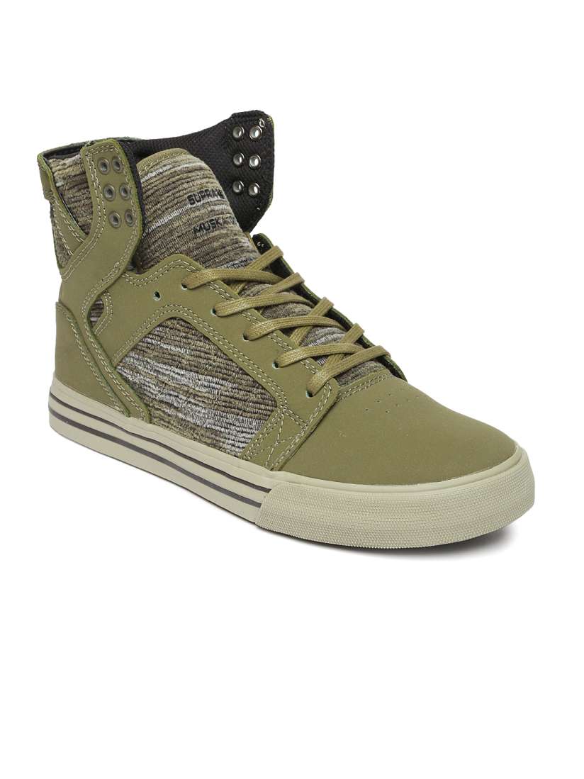 Buy Supra Men Olive Green Woven Design Leather SKYTOP High Top Sneakers Casual Shoes for Men 2277347 Myntra