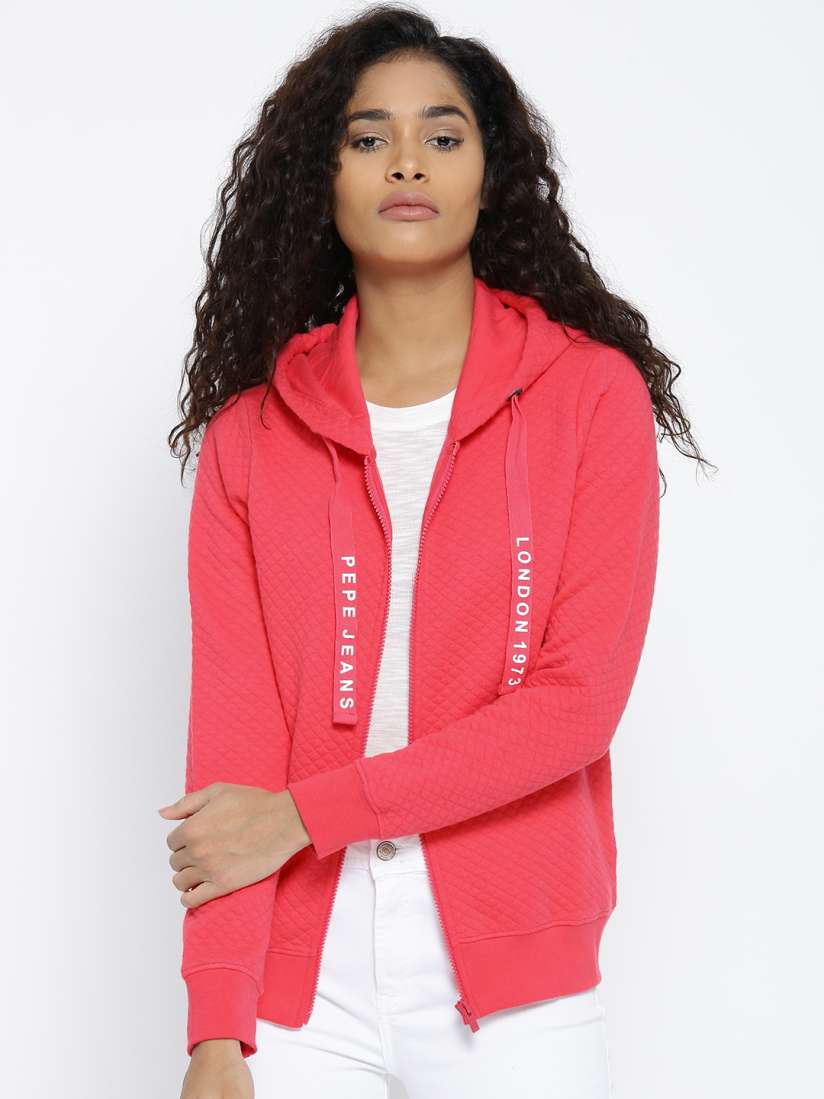 Buy Pepe Jeans Women Coral Pink Solid Hooded Quilted Jacket Jackets for Women 2277663 Myntra
