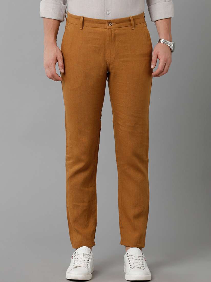 Buy Linen Club Men Slim Fit Mid Rise Pure Linen Trousers Trousers for Men 22778778 Myntra