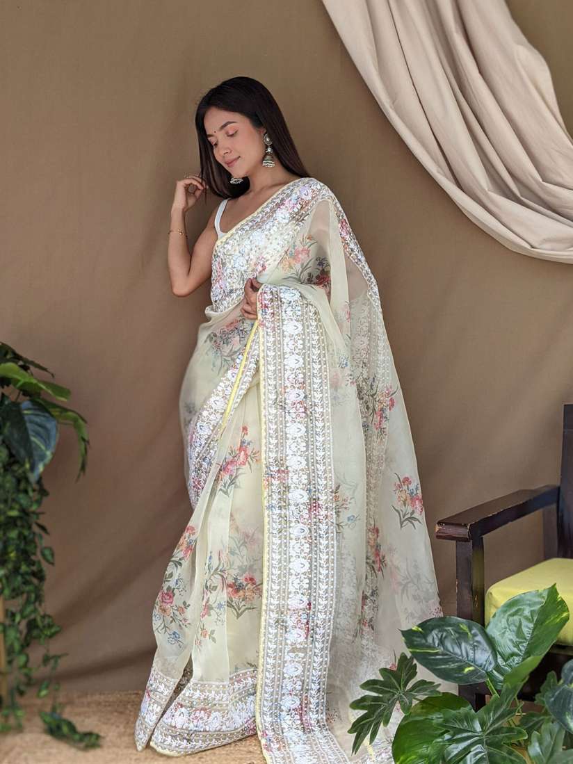 Buy Exclusiva Floral Printed Organza Saree Sarees for Women 22782782 Myntra