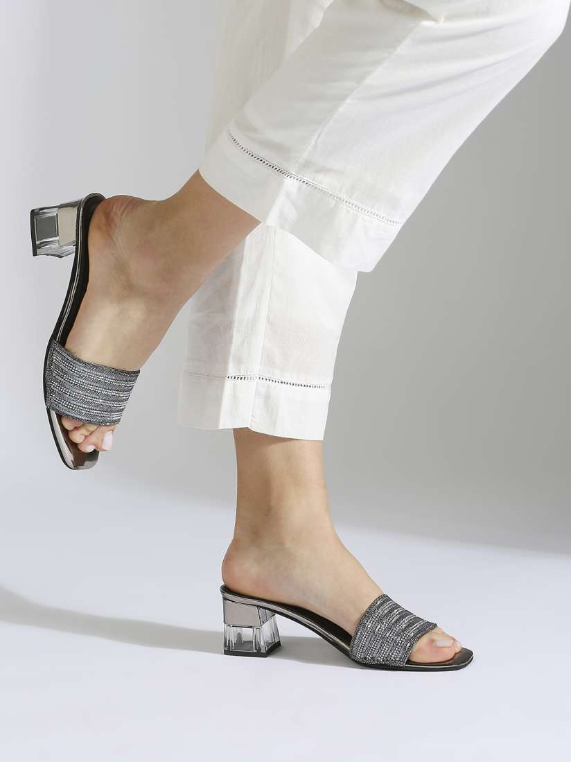 Pewter gray heels top