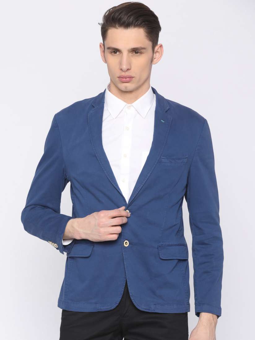 Buy Park Avenue Men Blue Slim Fit Single Breasted Casual Blazer Blazers for Men 2278812 Myntra