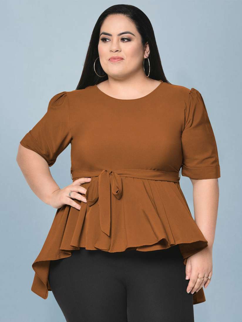 Plus size high low peplum top store