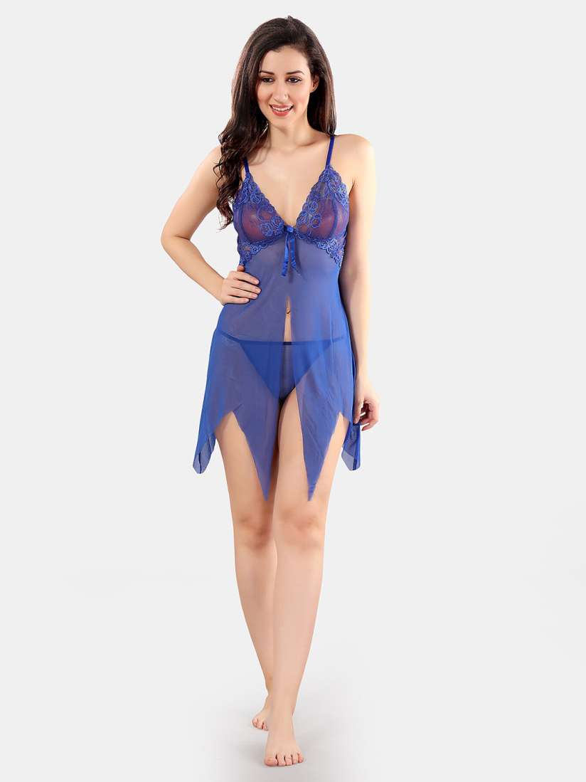 Buy Be You Net Self Design Baby Doll Dress With Thong Baby Dolls for Women 22791268 Myntra