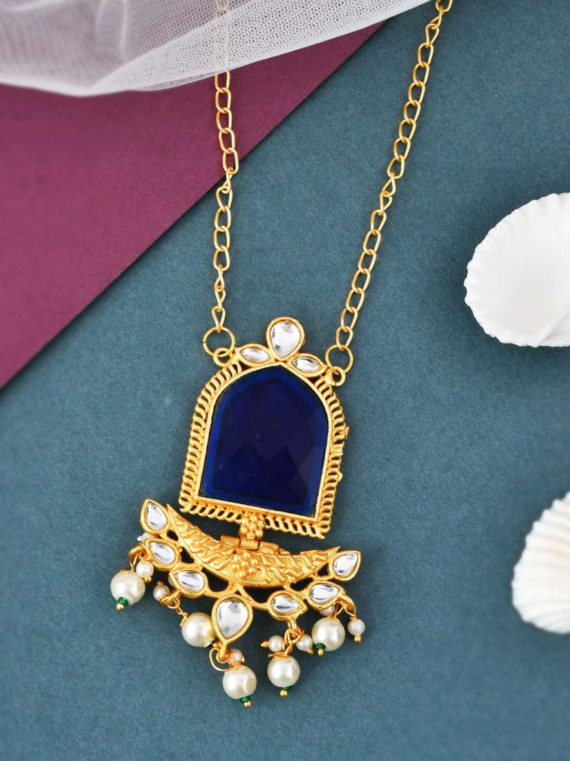 Buy Silvermerc Designs Gold Plated Stone Kundan Big Pendant Chain Necklace and Chains for Unisex 22792390 Myntra