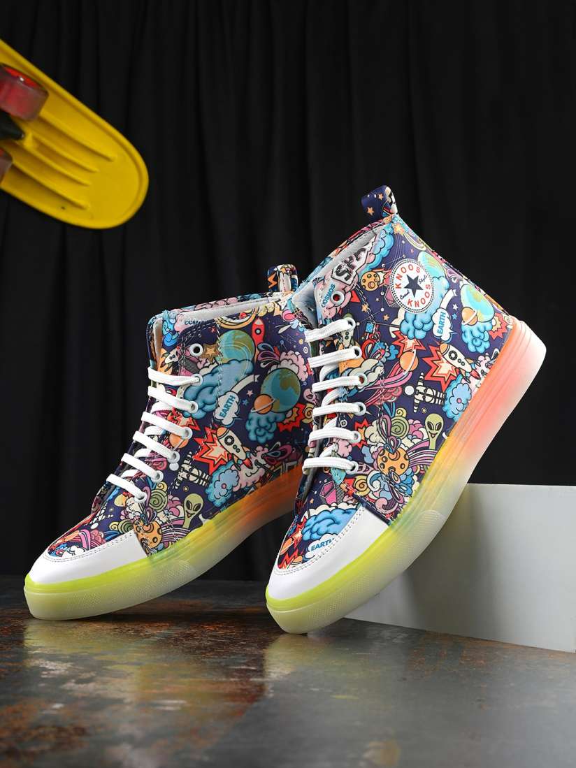 Buy knoos Men Printed High Top Lightweight Sneakers Casual Shoes for Men 22792648 Myntra