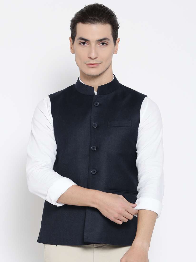 Buy Monte Carlo Navy Pure Cotton Nehru Jacket Nehru Jackets for Men 2279461 Myntra