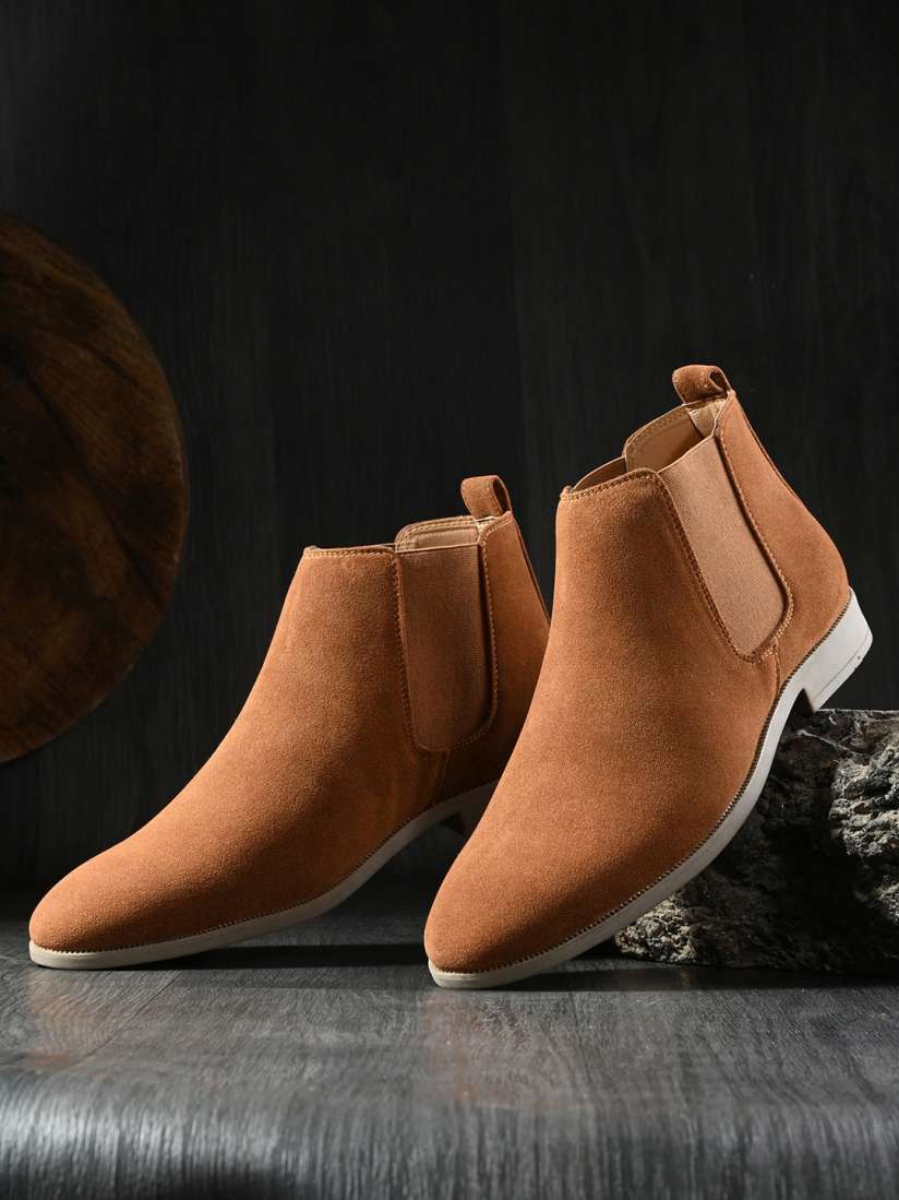 Buy AfroJack Men Mid Top Block Heel Suede Chelsea Boots Boots for Men 22796298 Myntra