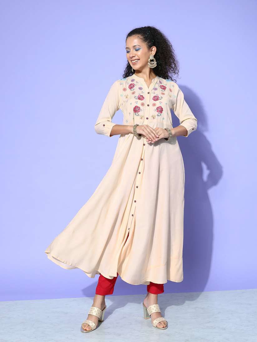 Cream anarkali kurta online
