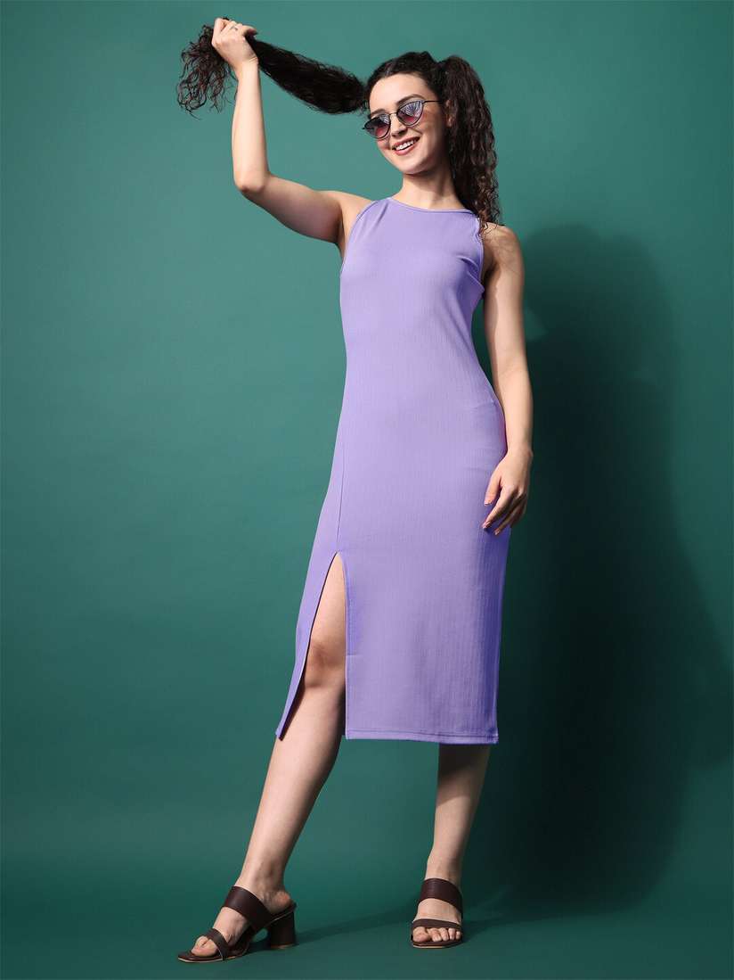 Tata Cliq Purvaja Lavender Lavender Knee Length Dress Buy PURVAJA