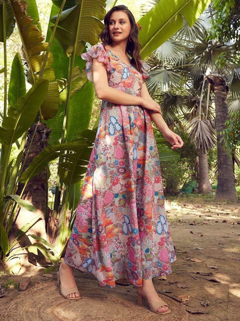 Myntra floral maxi dress clearance