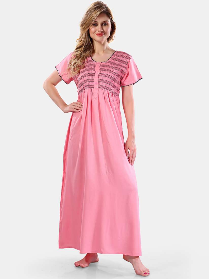 Buy Be You Smocking Maxi Nightdress Nightdress for Women 22812666 Myntra