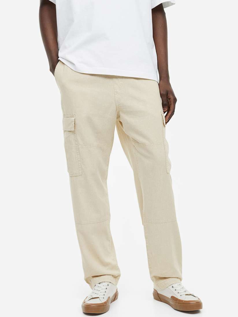 Mens linen cargo trousers top