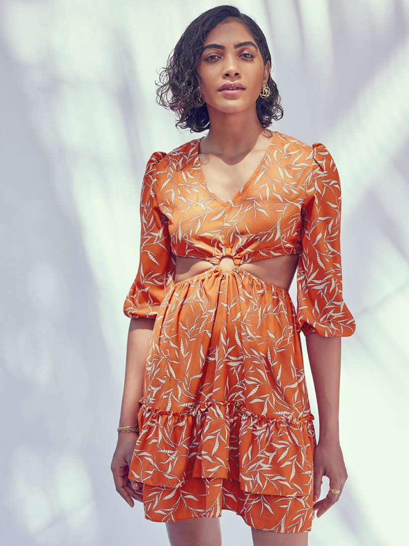Buy The Label Life Orange Ethnic Motifs Print Fit Flare Dress Dresses for Women 22821150 Myntra
