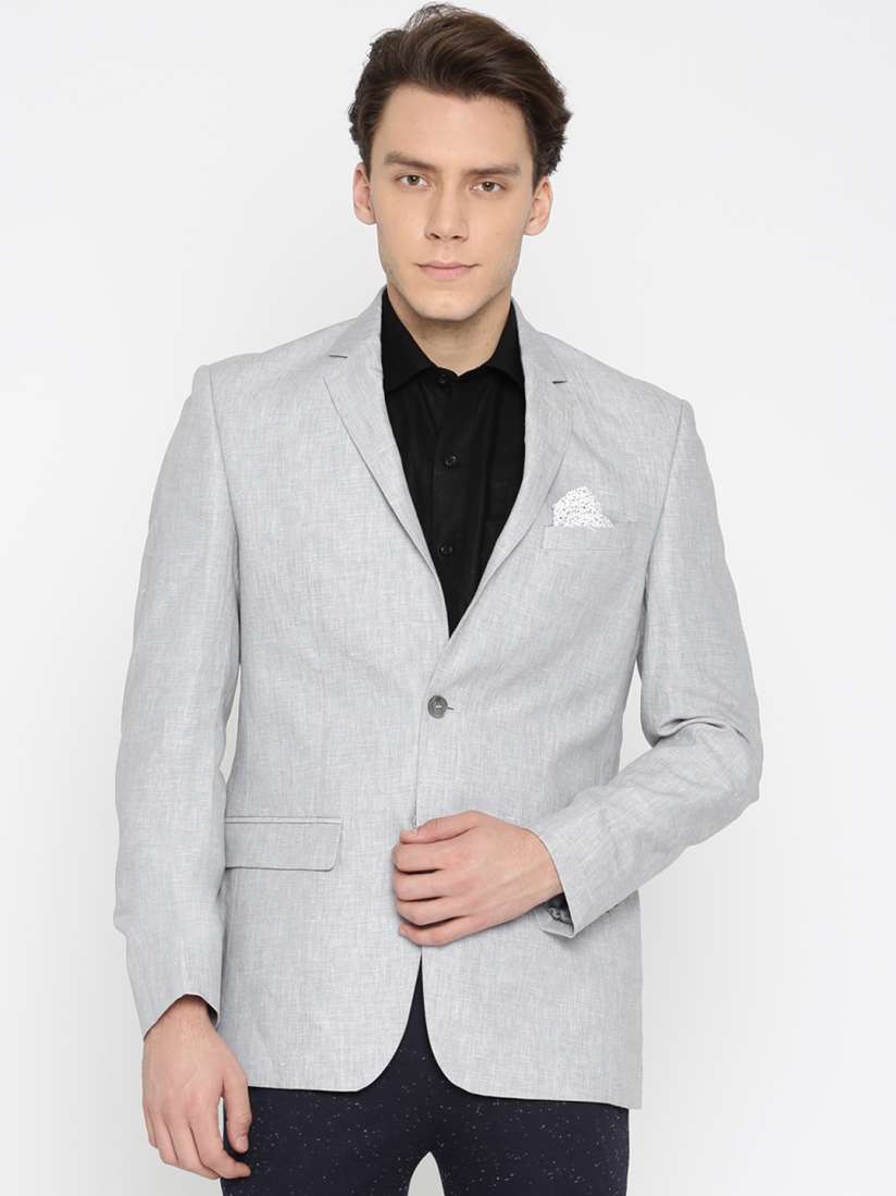 Buy Park Avenue Grey Slim Fit Single Breasted Linen Casual Blazer Blazers for Men 2282124 Myntra