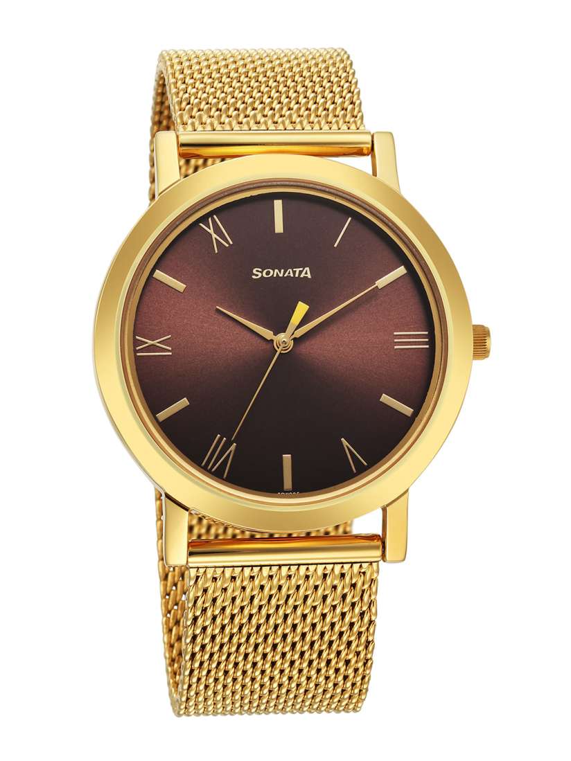 Buy Sonata Men Brass Stainless Steel Bracelet Style Straps Analogue Watch 77108YM08 Watches for Men 22827576 Myntra