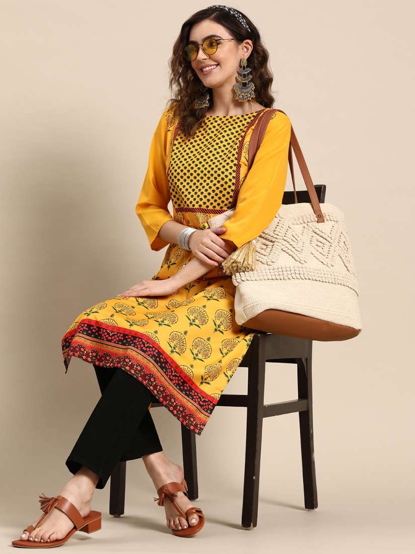 Yellow kurtis on myntra outlet