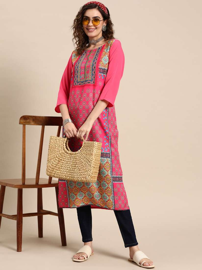 Myntra pink kurtis on sale