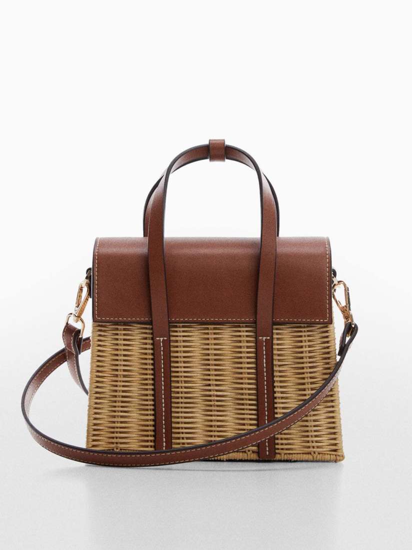 Buy MANGO Women Basket Weave Natural Bamboo Fibre Structured Handheld Bag Handbags for Women 22829344 Myntra