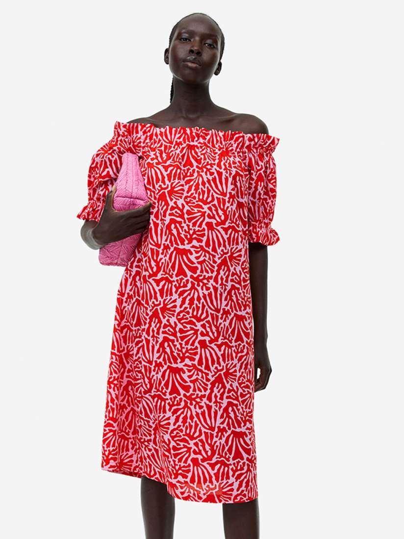 Buy H M Off The Shoulder Pure Cotton Dress Dresses for Women 22830330 Myntra