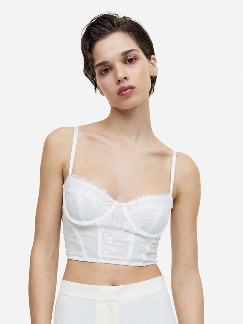 Buy H M Lace Detail Mesh Bustier Top Tops for Women 22830450 Myntra