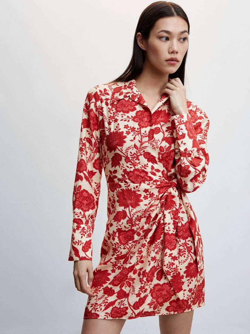 Buy MANGO Floral Print Waist Tie Up Mini Wrap Dress Dresses for Women 22833752 Myntra
