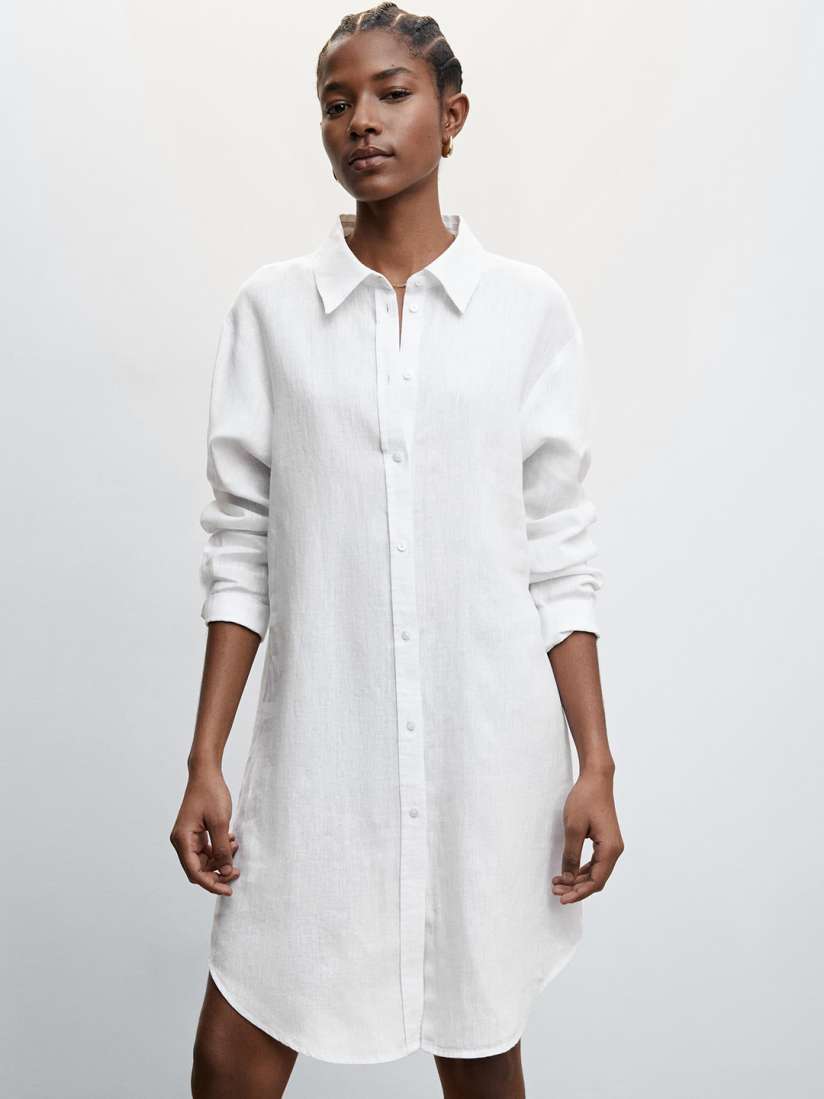 Mango white button dress top