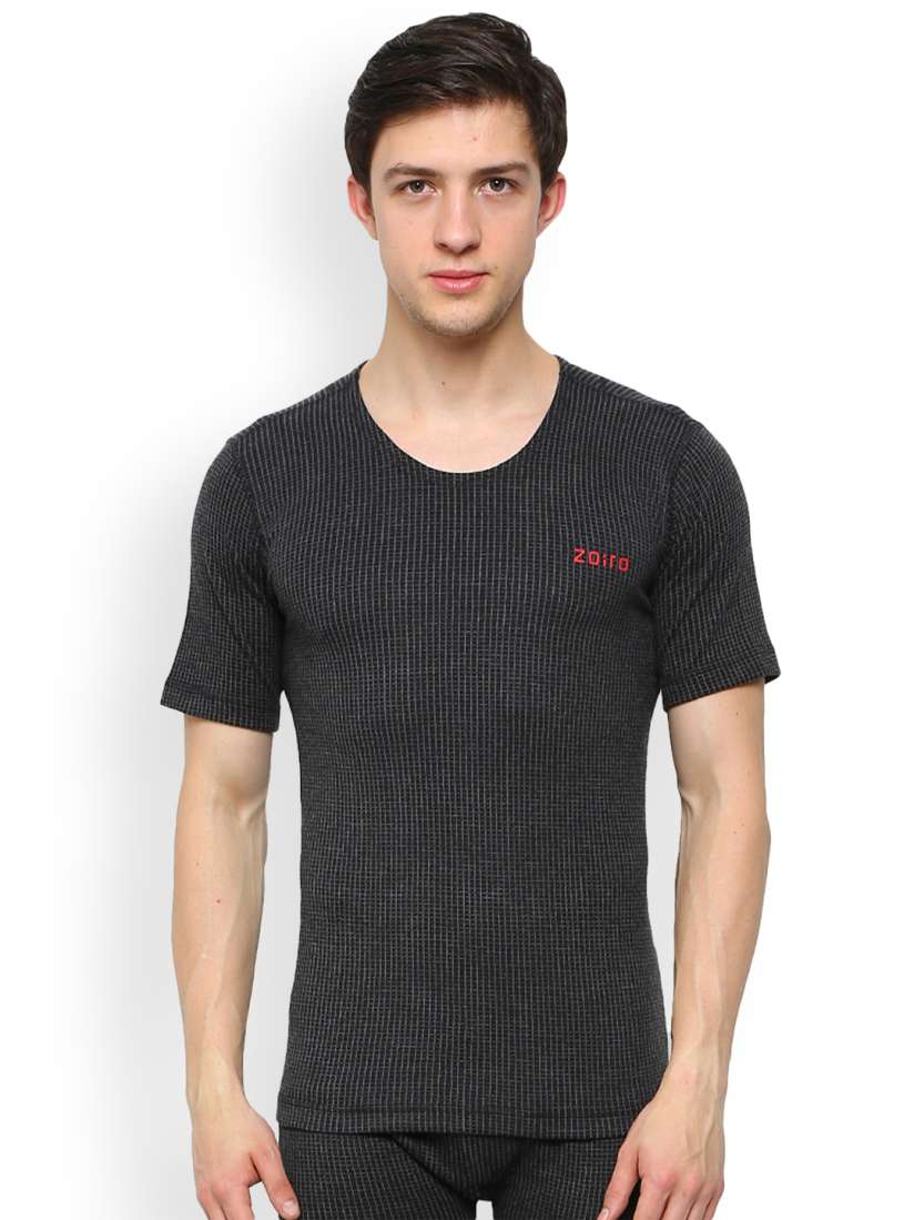 Buy Zoiro Black Checked Skinny Fit Thermal T shirt Thermal Tops for Men 2283552 Myntra