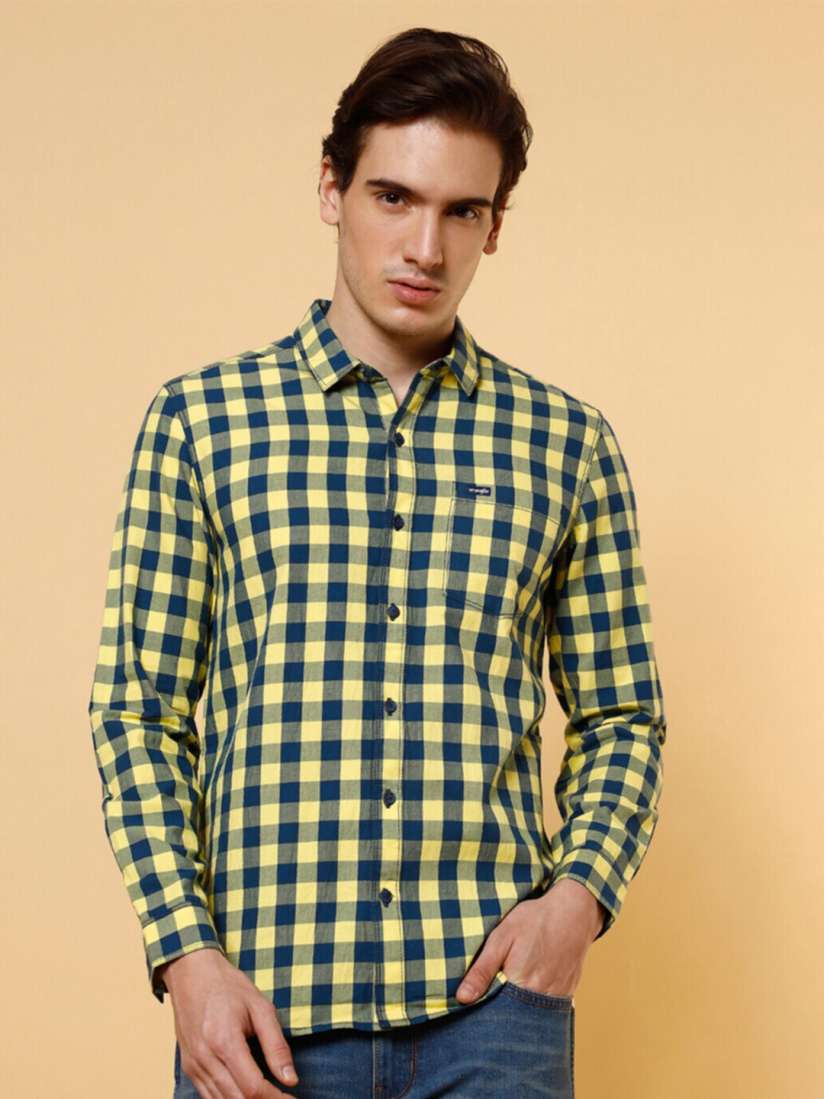 Buy Wrangler Buffalo Checked Spread Collar Cotton Shirt Shirts for Men 22836644 Myntra