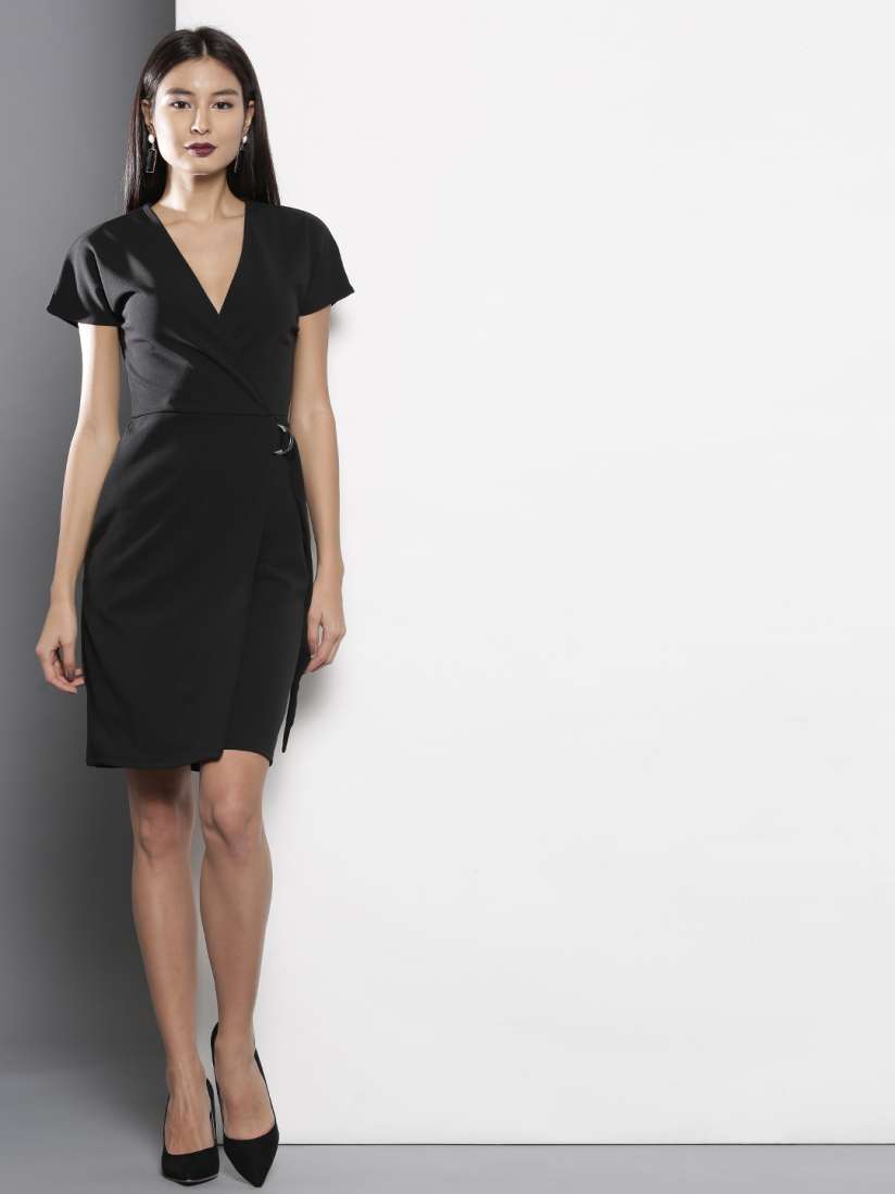 Dorothy perkins black wrap dress hot sale