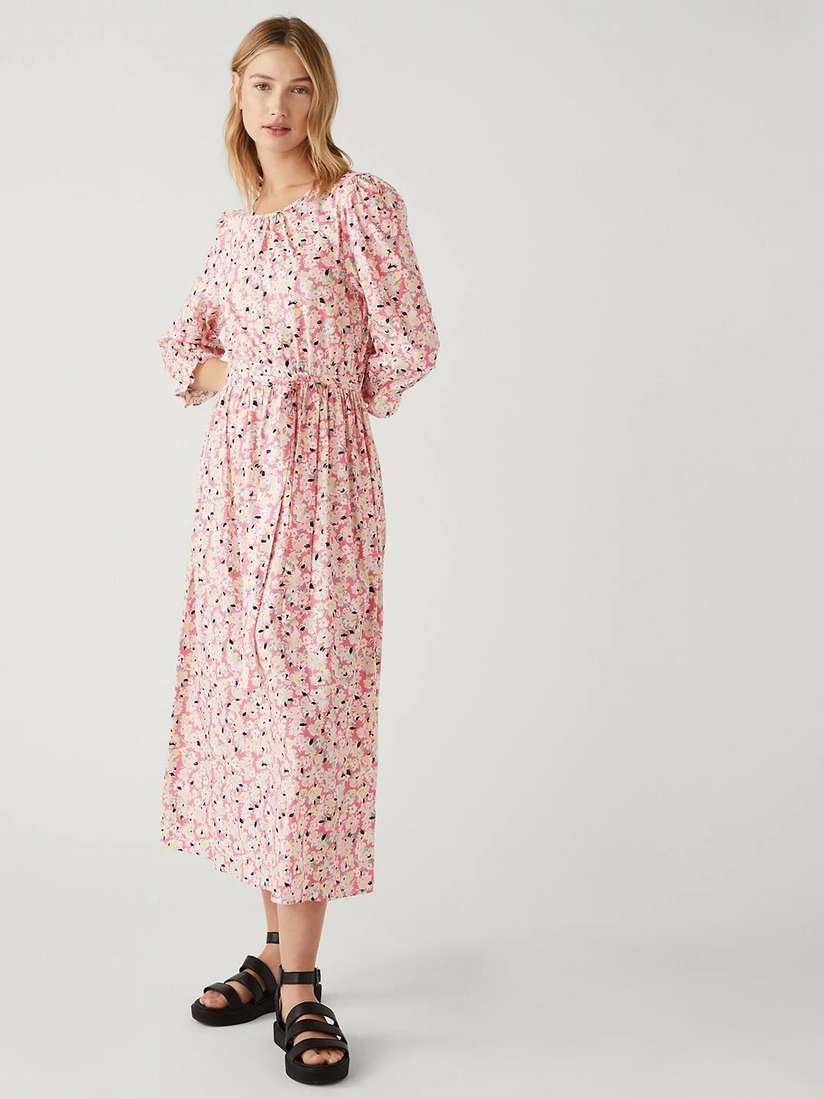 Buy Marks Spencer Floral Printed Pure Cotton Fit Flare Midi