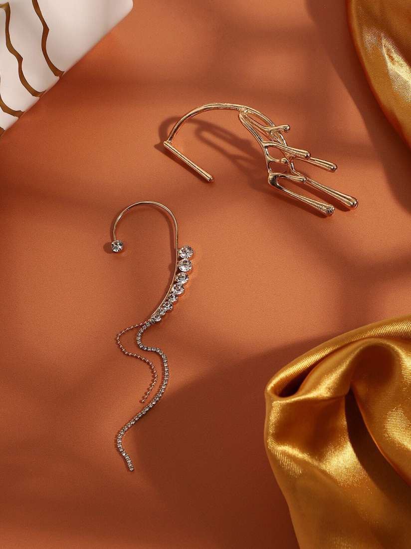 Buy SOHI Gold Plated Contemporary Ear Cuff Earrings Earrings for Women 22844570 Myntra