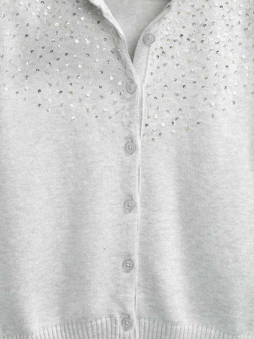 Buy Lee Cooper Girls Grey Melange Sequinned Cardigan Sweaters for Girls 2284964 Myntra