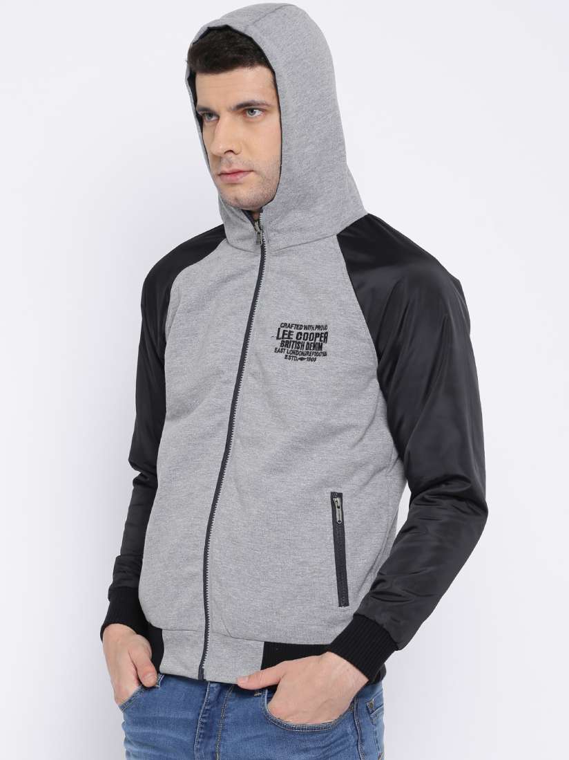 Buy Lee Cooper Men Charcoal Printed Reversible Hooded Sweatshirt Sweatshirts for Men 2285508 Myntra