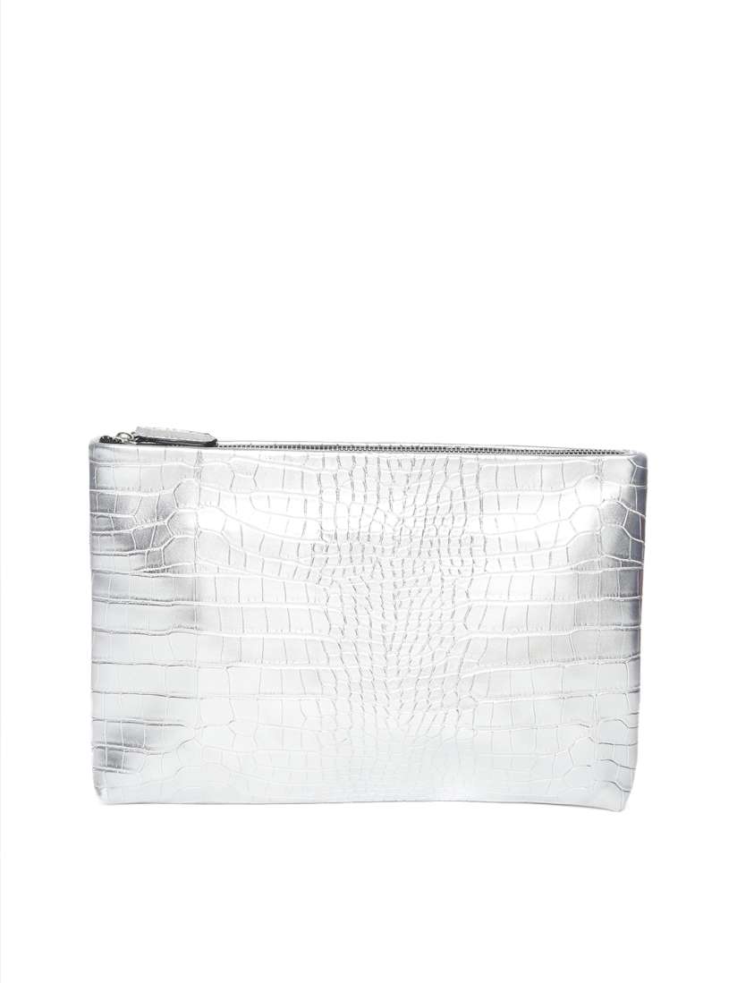 Buy FOREVER 21 Silver Toned Croc Textured Clutch Clutches for Women 2286626 Myntra