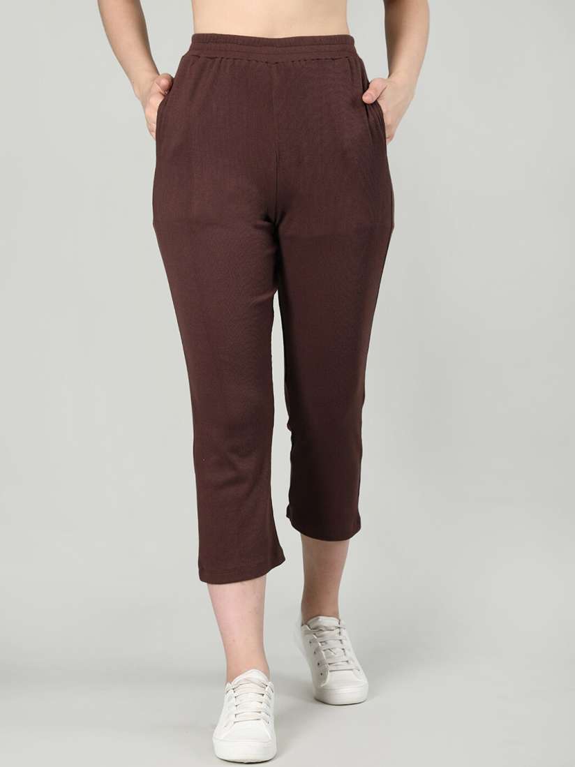 Buy CHKOKKO Women Ribbed Three Fourth Casual Track Pants Track Pants for Women 22868726 Myntra