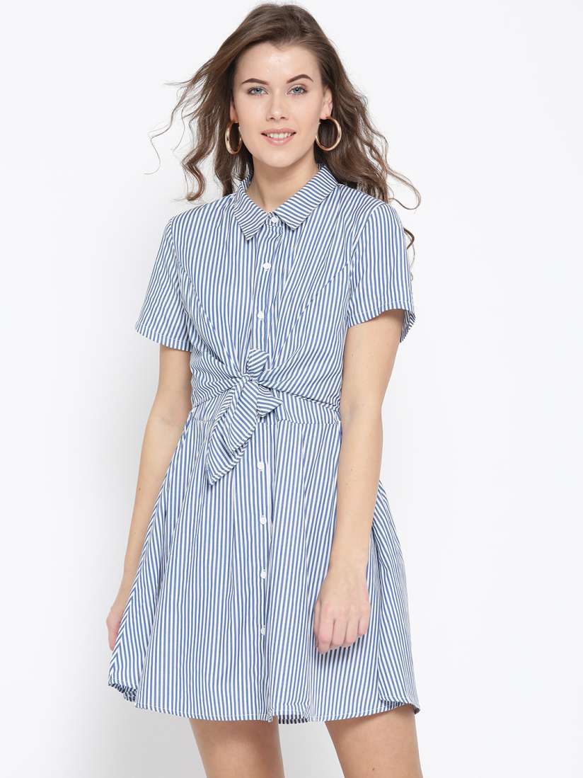 Buy FOREVER 21 Women Navy White Striped Shirt Dress Dresses for Women 2287249 Myntra