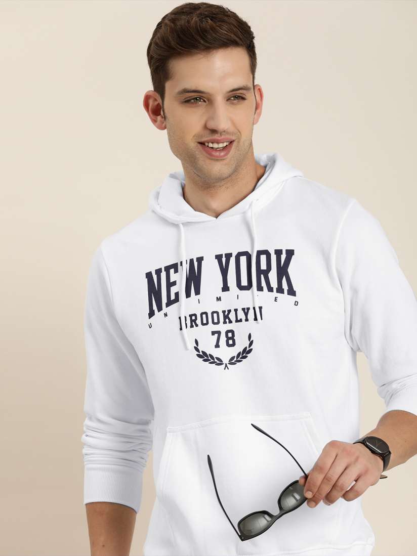 Buy HERE NOW Typography Printed Hooded Sweatshirt Sweatshirts for Men 22873994 Myntra