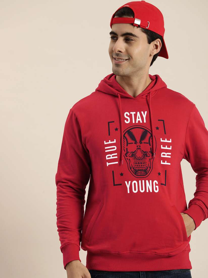 Buy HERE NOW Pure Cotton Printed Hooded Sweatshirt Sweatshirts for Men 22874082 Myntra