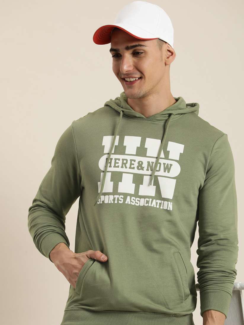 Buy HERE NOW Pure Cotton Printed Hooded Sweatshirt Sweatshirts for Men 22874084 Myntra