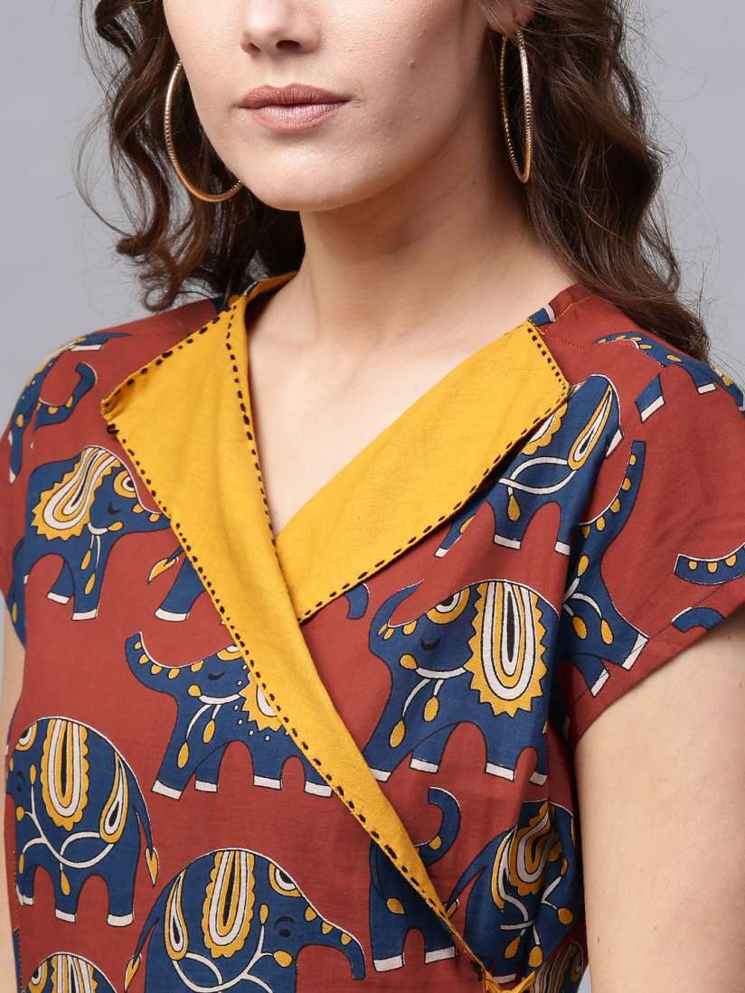 Buy AKS Women Rust Red Navy Printed Maxi Dress Dresses for Women 2287450 Myntra