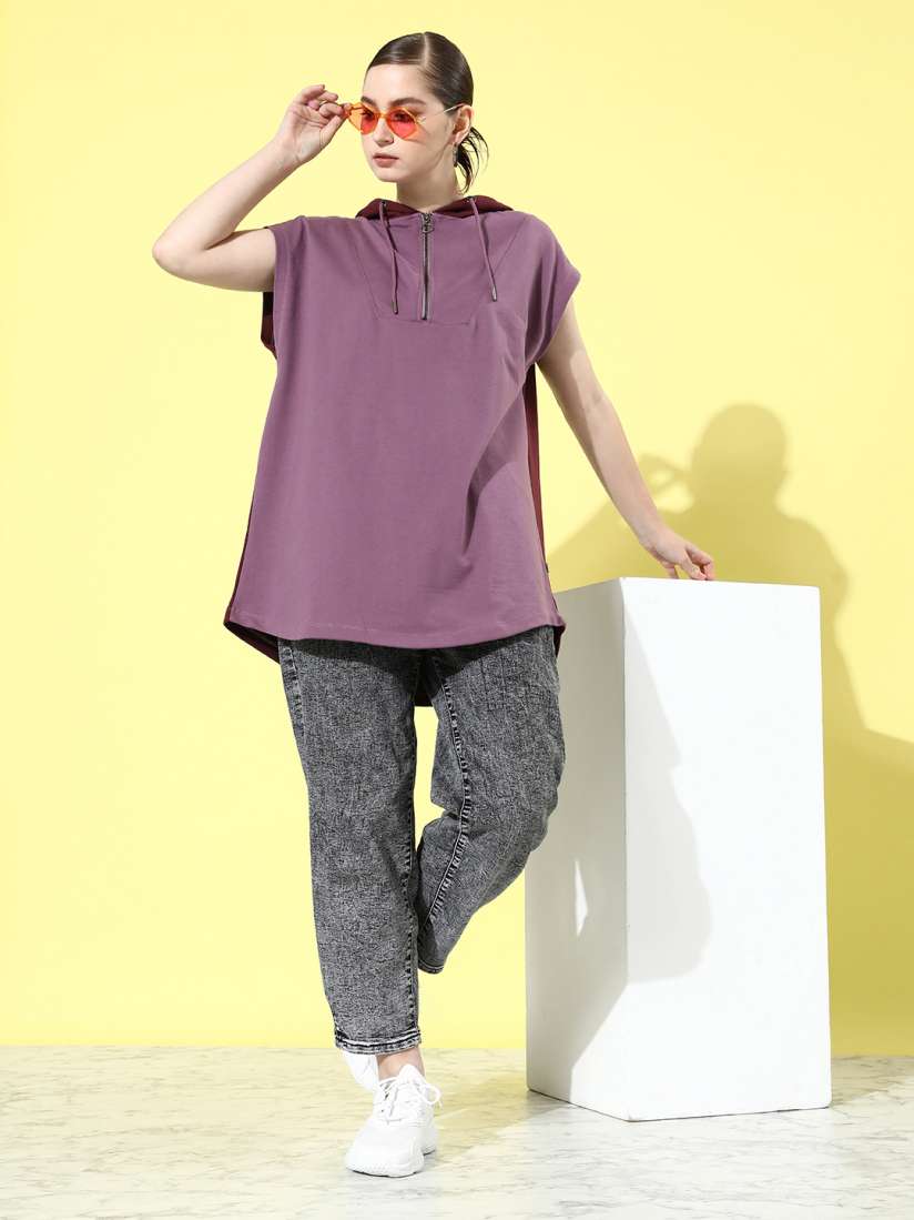 Buy The Roadster Life Co. Colourblocked Hooded Oversized Boxy Sweatshirt Sweatshirts for Women 22875158 Myntra