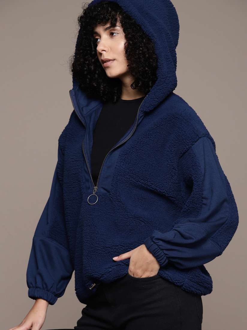 Buy The Roadster Lifestyle Co. Sherpa Detail Oversized Hooded Sweatshirt Sweatshirts for Women 22875296 Myntra