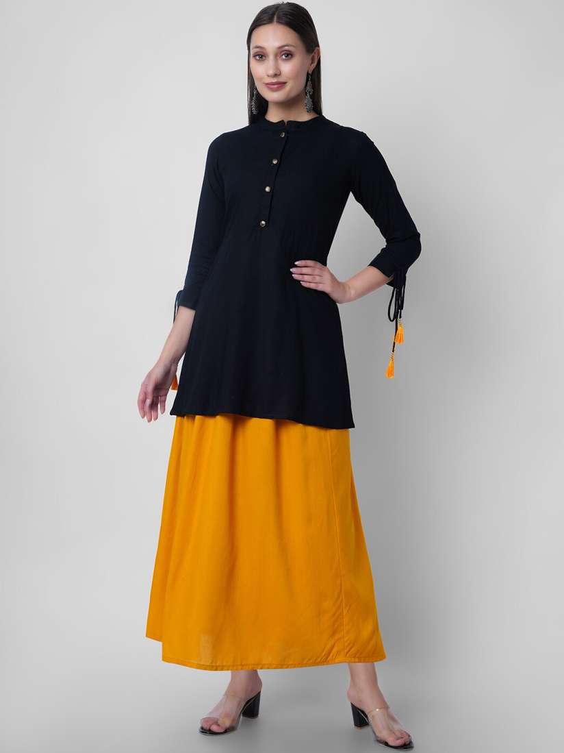 Buy VASANT APPAREL Mandarin Collar A Line Kurti with Skirt Kurta Sets for Women 22880176 Myntra