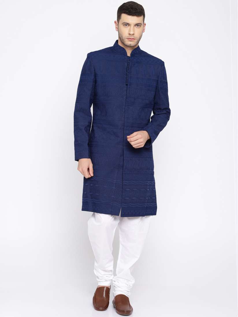 Buy ethnix by Raymond Navy White Embroidered Sherwani Sherwani for Men 2288530 Myntra