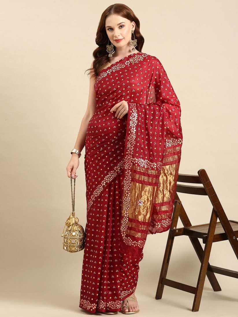 Buy Anouk Embroidered Art Silk Bandhani Saree With Blouse Piece Sarees for Women 22889920 Myntra