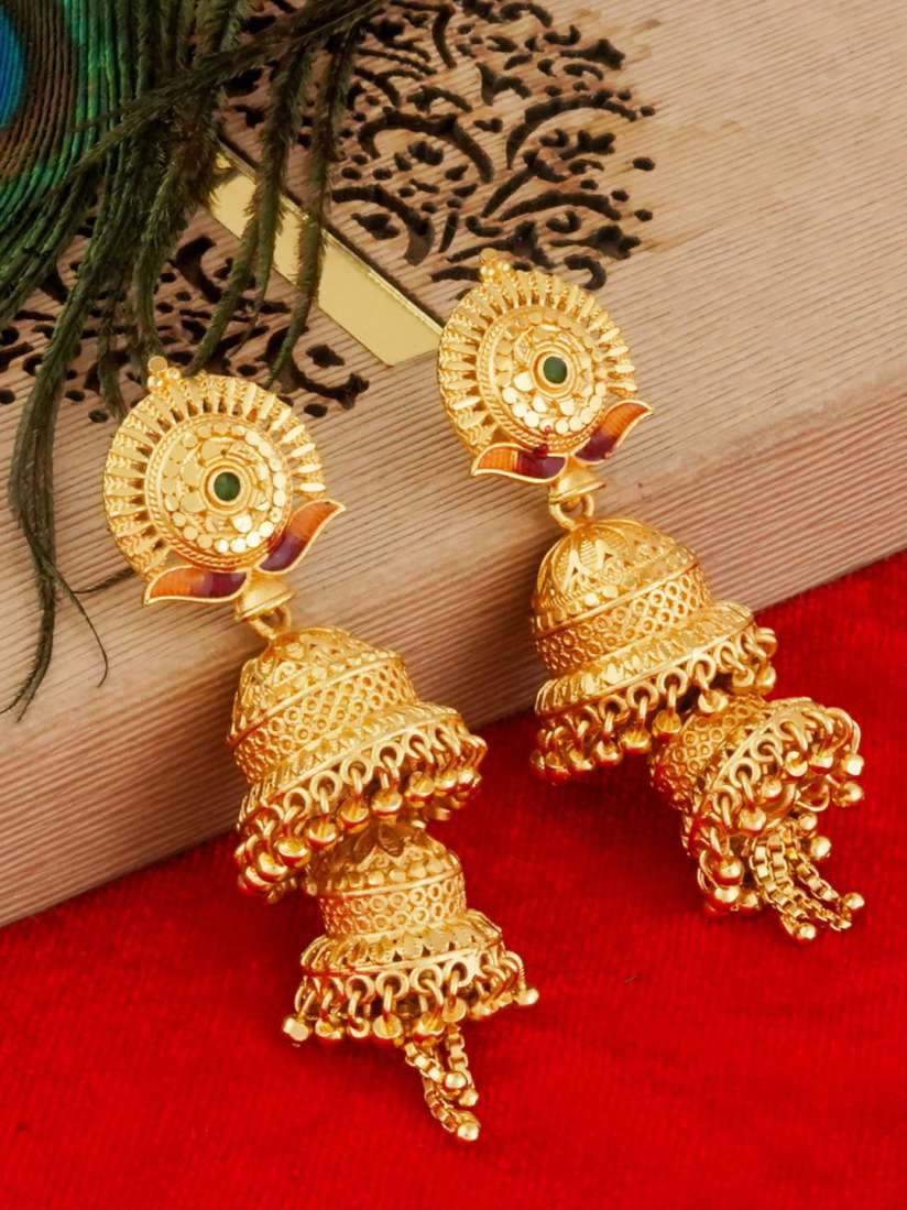 Buy MANSIYAORANGE Set Of 3 Gold Plated Jhumkas Earrings Earrings for Women 22893190 Myntra